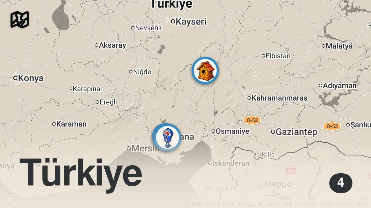 Map of 4 spots from 50 LİRAYA 6 MEKAN GEZDİM DESEM? | ADANA LEZZETLERİ