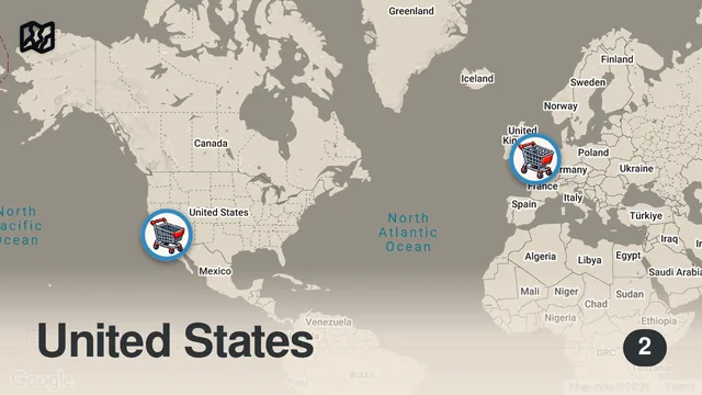 Map of USA vs UK Grocery Store