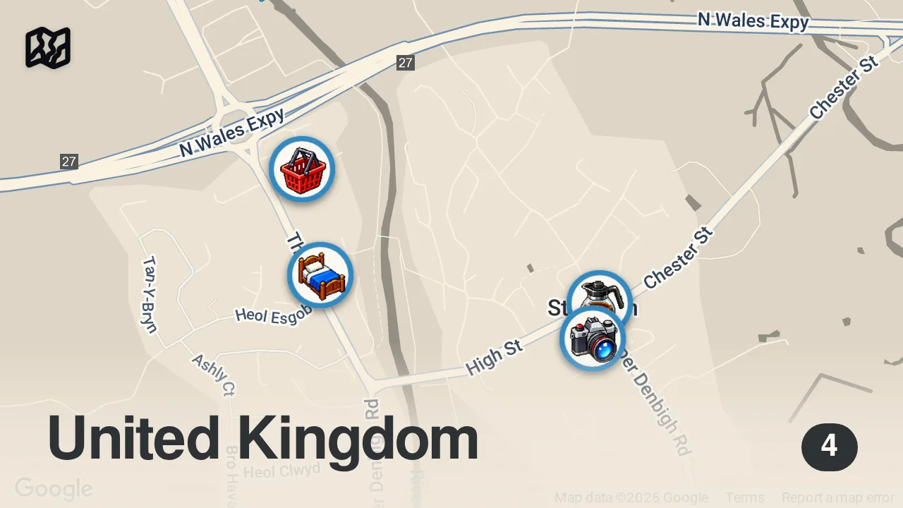 Map of 4 spots from I Ate in the UK’s 2nd Smallest City and Didn’t Expect This
