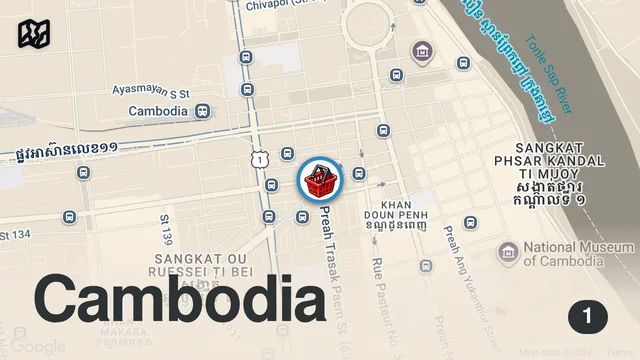 Map of The Last 24 Hours With The Kindest People In South East Asia, Phnom Penh, Cambodia 🇰🇭