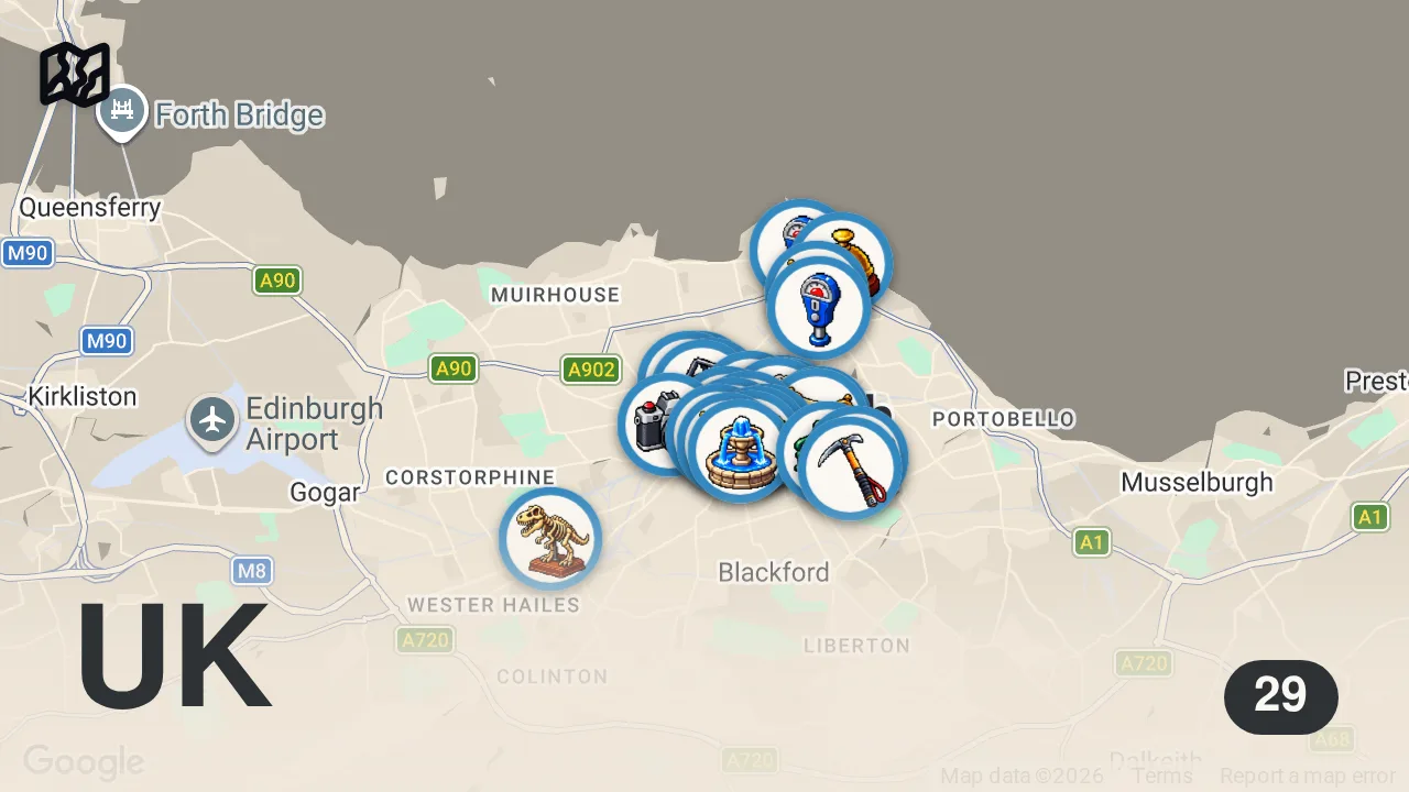 Map of 29 spots from Edinburgh Travel Guide: MUST-SEE Spots in Old Town, New Town and More