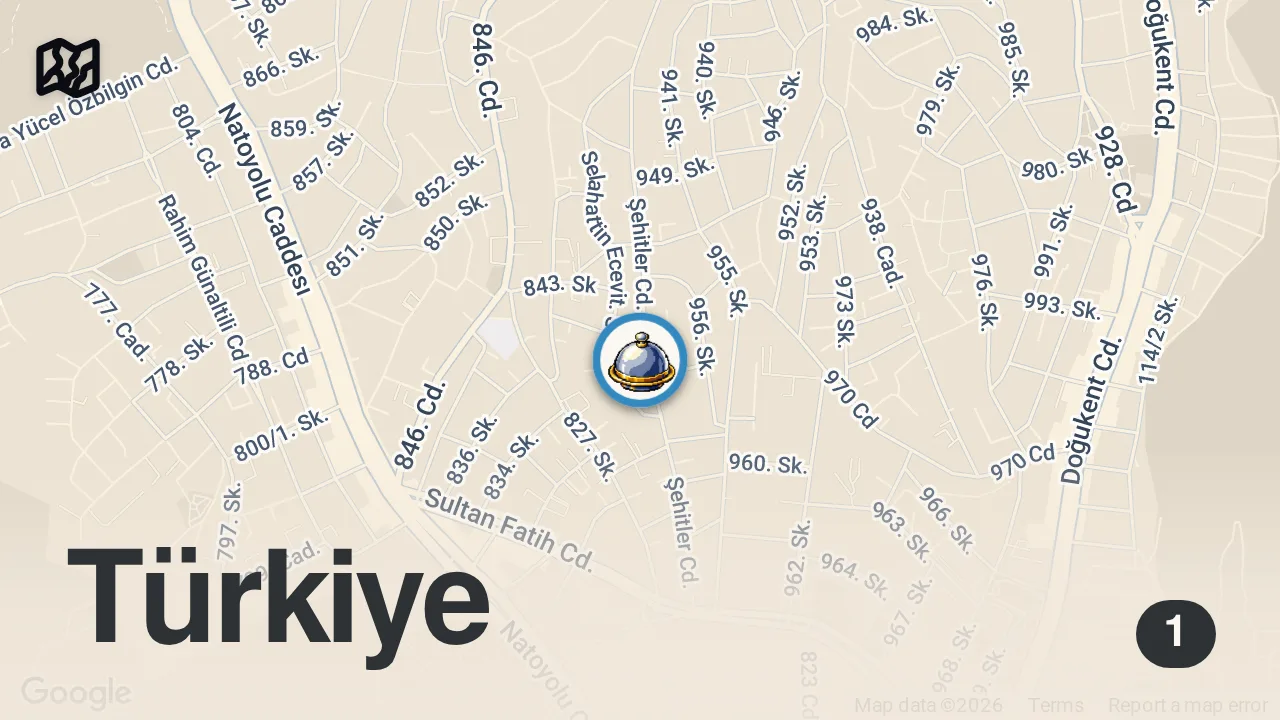 Map of 1 spot from ANKARA DA İKİ ŞUBEMİZ İLE EN İYİ TANDIRI YAPIYORUZ…#yemek #food #tandır #kuzu #lezzet #suluyemek #et