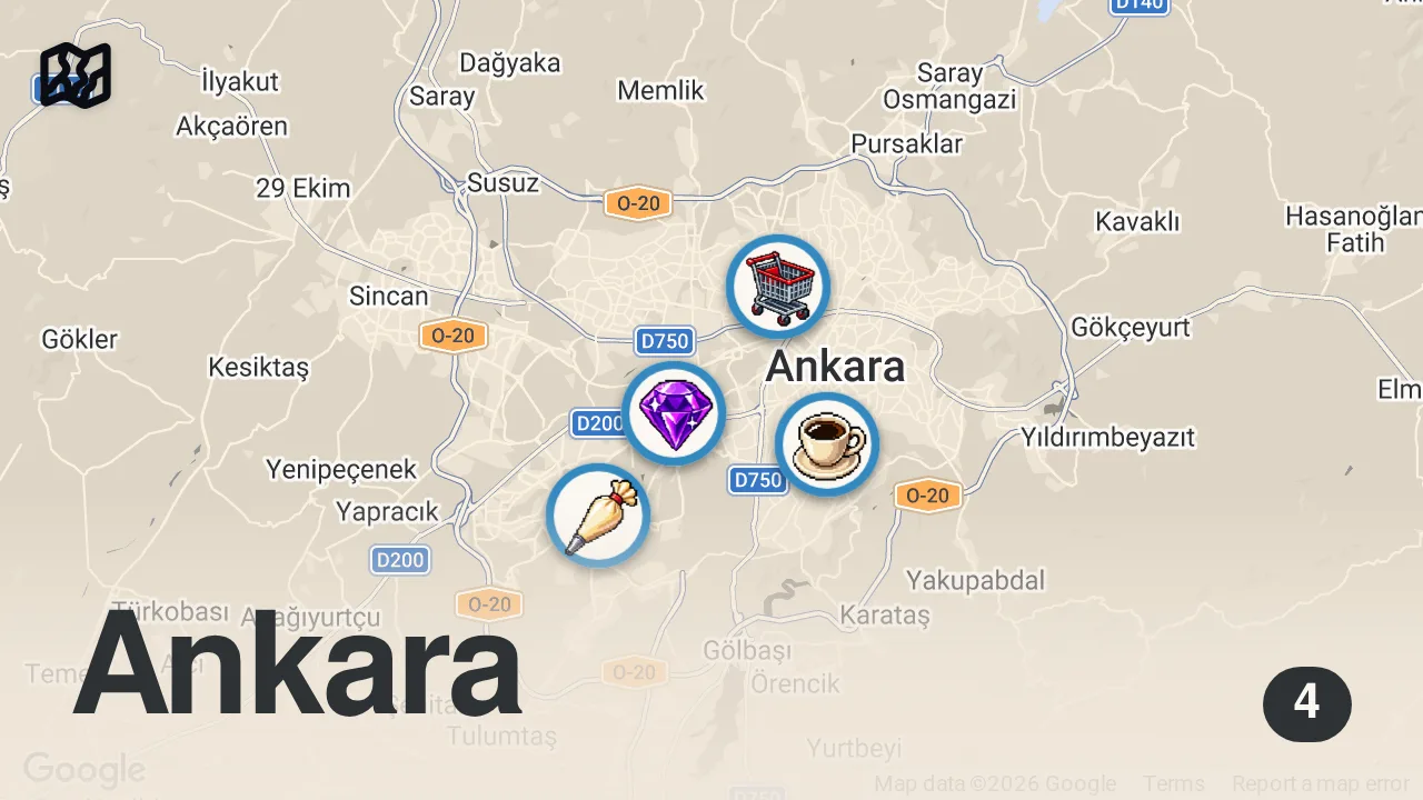 Map of 4 spots from EZGİ’NİN LİSTESİNDEKİ 30 MEKANDAN 4’ÜNÜ DENEDİK! 😱