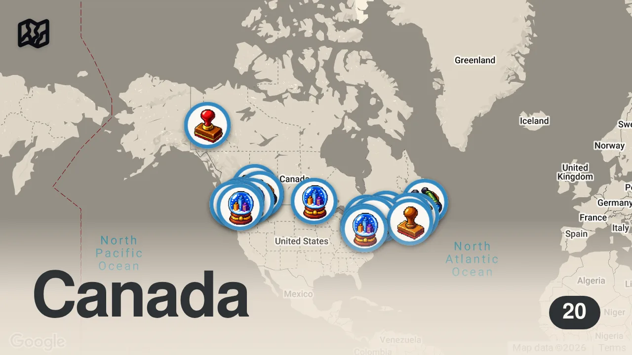Map of 20 spots from Top 20 Must See Places in Canada in 2026 | Ultimate Guide