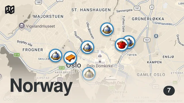 Map of 12hrs in OSLO - Michelin Star Chefs Show Us Noodles, French Brasseries, Bumpin' Wine Bar + More