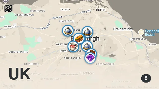 Map of EDINBURGH BEST FOOD AND DRINK GUIDE