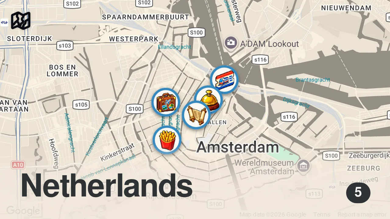 Map of 5 spots from EN POPÜLER AMSTERDAM PATATESÇİLERİ!