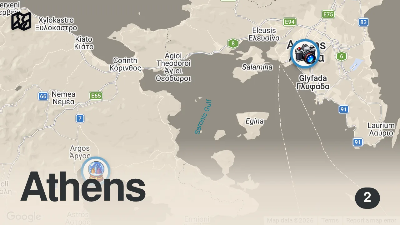 Map of 2 spots from Yunanistan'ın İlk Başkenti Atina Değil! 🏛️ Full Video Linkte!