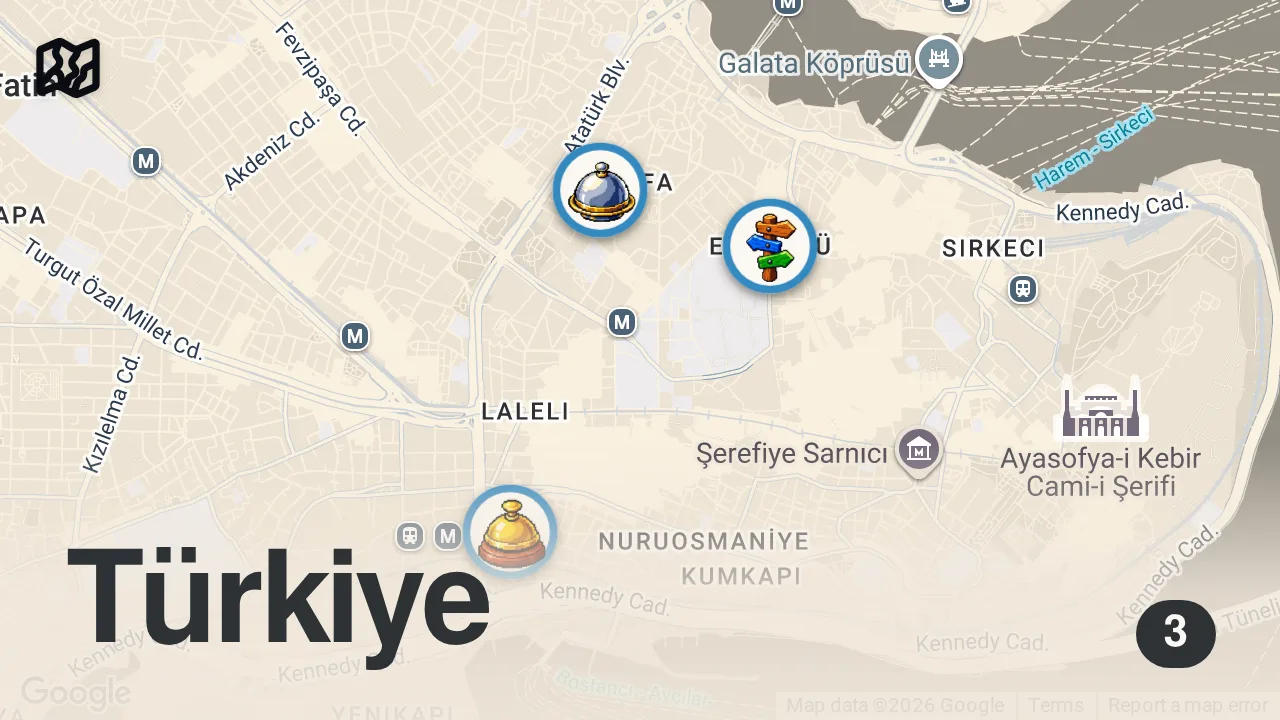 Map of 3 spots from Karavandan Eminönü’ne: İstanbul’da Dolu Dolu Bir Gün