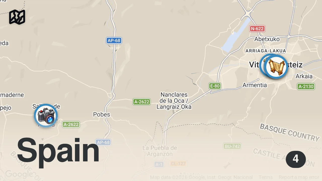 Map of 4 spots from The Best of Vitoria Gasteiz | Basque Country Spain