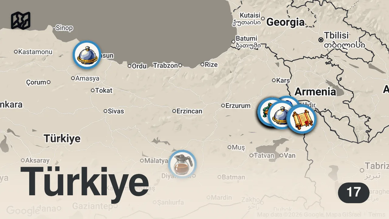 Map of 17 spots from AĞRI’DA BİR GÜNDE NE YENİR!!!
