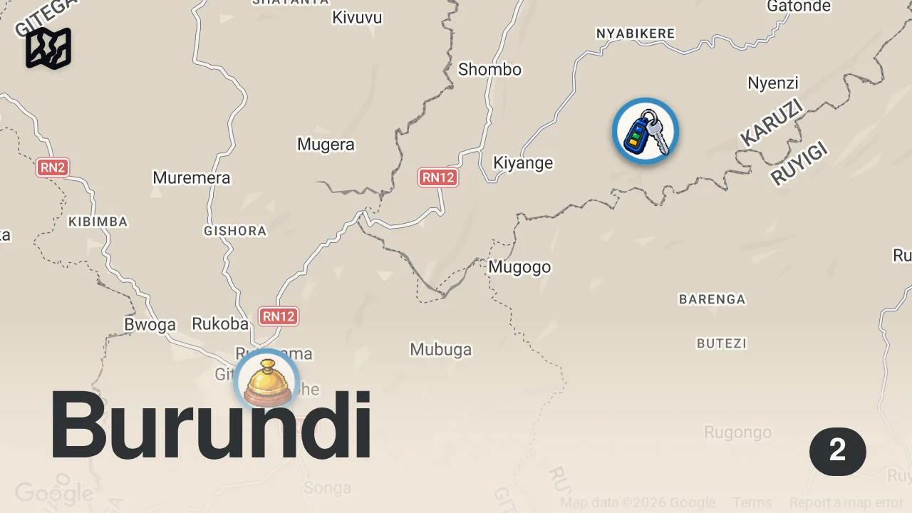 Map of 2 spots from The Day I Will Never Forget From Burundi - Royal Drummers of Burundi ๐ง๐ฎ (Rich Culture)