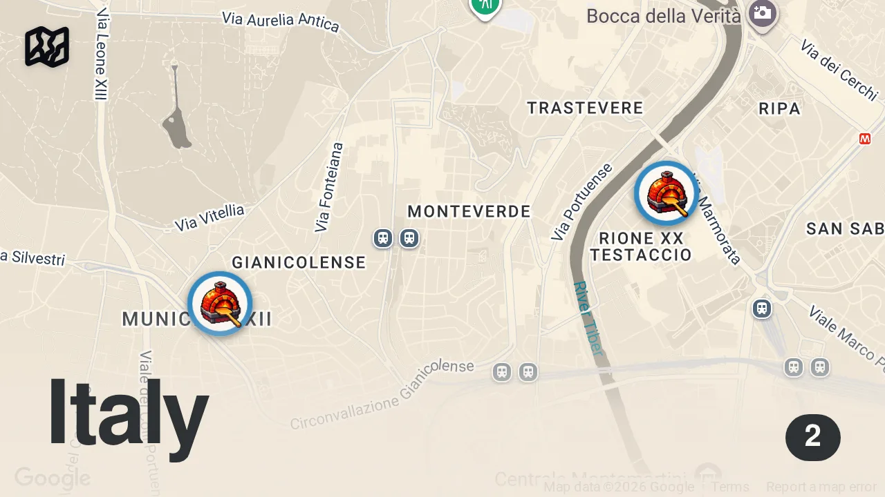 Map of 2 spots from Best pizza places in Rome - we asked the locals