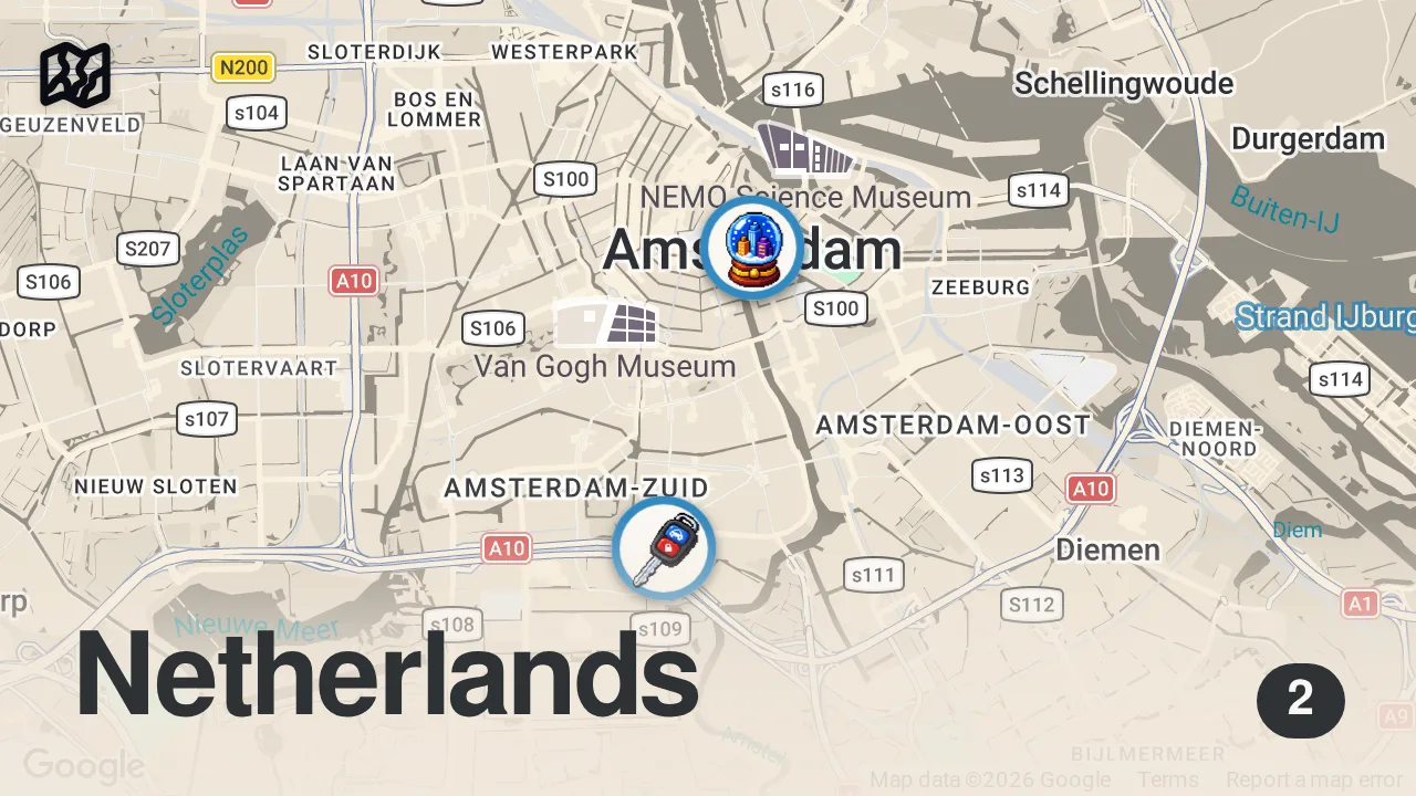 Map of 2 spots from AMSTERDAM FREE WALKING TOUR!