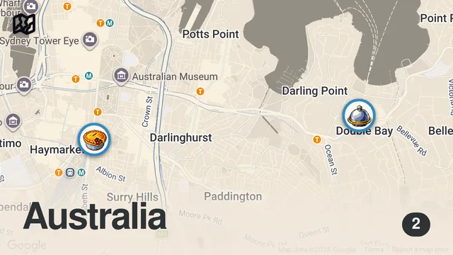 Map of Trying the #2 ranked steakhouse in the world! 📍Margaret, Sydney #steak #steakhouse #australia