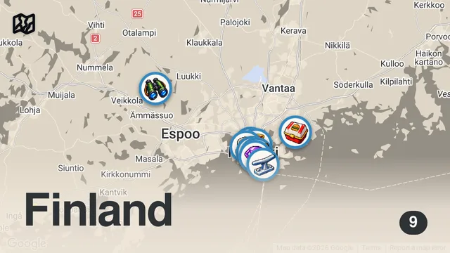 Map of Top 10 Things to Do in Helsinki, Finland