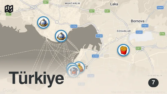 Map of İZMİR SOKAK LEZZETLERİ!!! @Showyasin