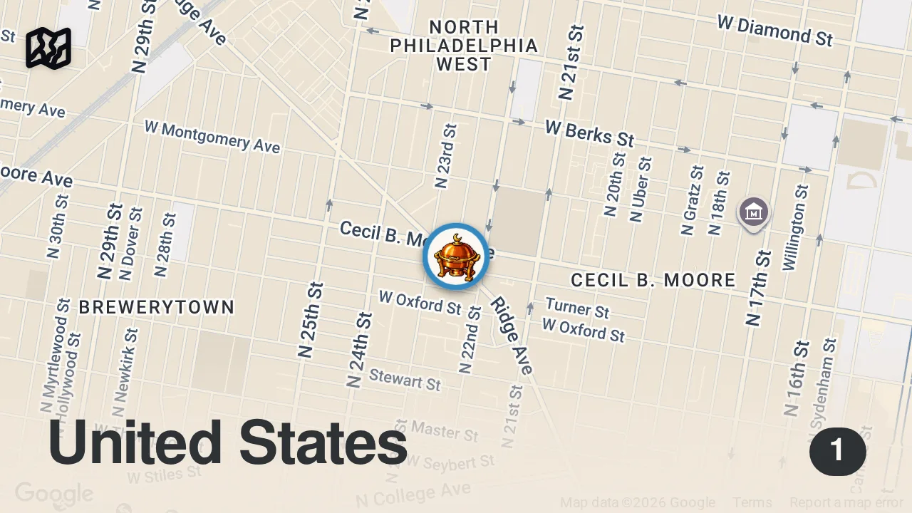 Map of 1 spot from Best Halal Chinese Take-out in North Philly Trenches? Owner shares his Amazing story...