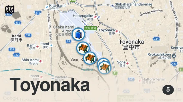 Map of 伊丹空港(大阪国際空港)を1日観光✈️  グルメから飛行機撮影スポットまで！