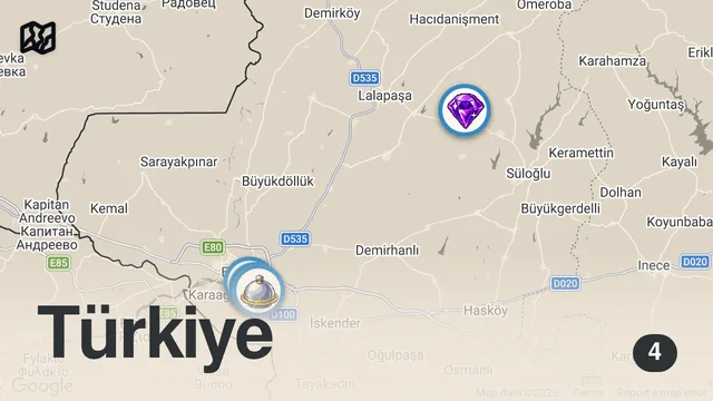 Map of Edirne Sanayi Lezzetleri | Su Böreği, Köfte, Bahçıvan Kebabı - Ayaküstü Lezzetler