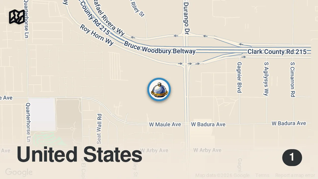 Map of 1 spot from Trying the RAREST Steak in Las Vegas! ULTRA PREMIUM "Citrus Fed" Australian WAGYU BEEF STEAK