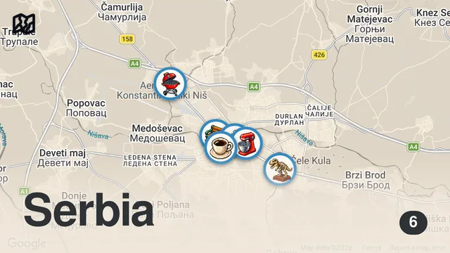 Map of SERBIA MEAT PARADISE! Serbian Street Food in Niš, Serbia - BEST Roštilj + BUREK + Pljeskavica