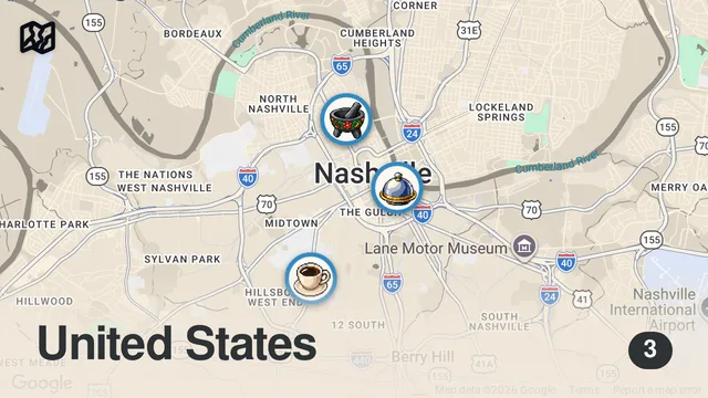 Map of Eating at Taylor Swift's FAVORITE Nashville Restaurants
