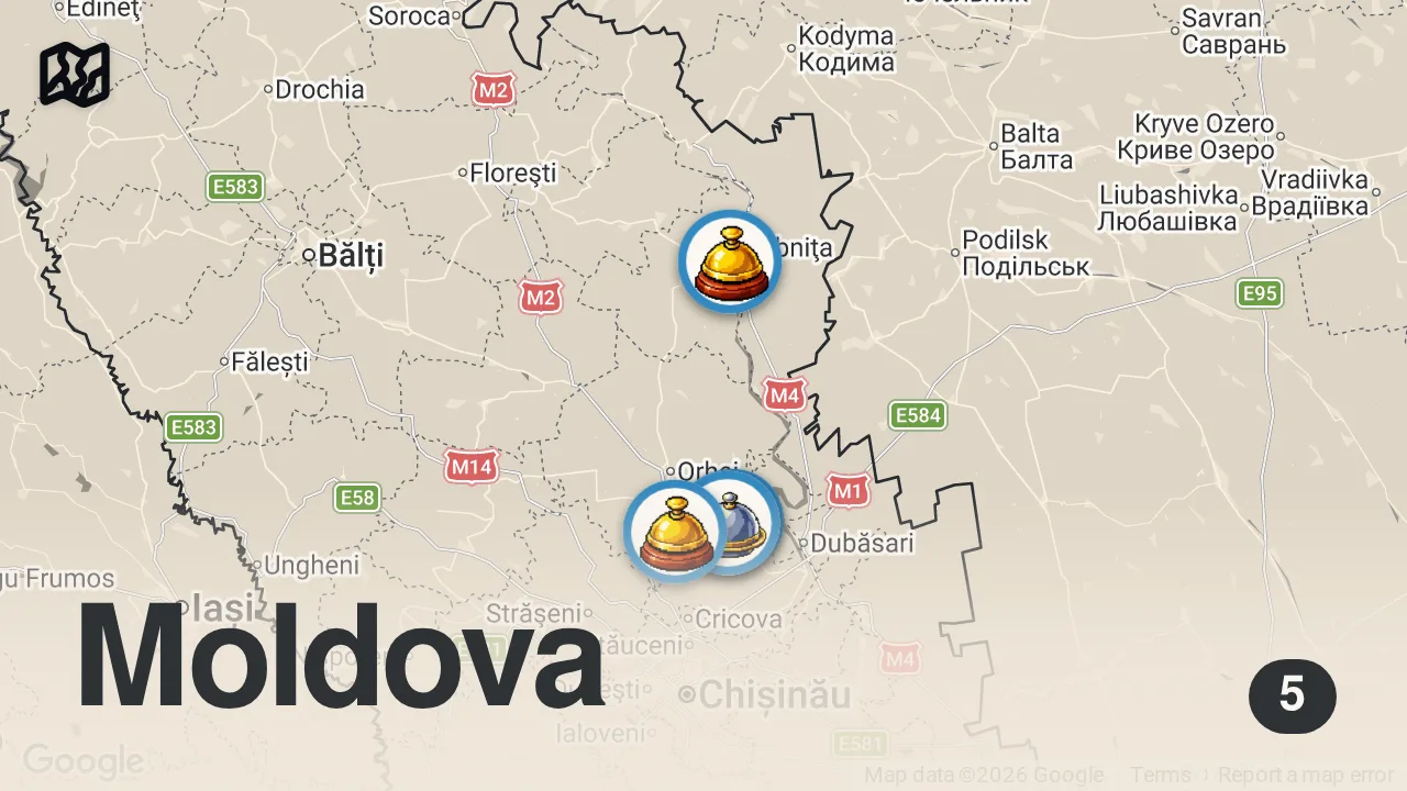 Map of 5 spots from Another Side Of The POOREST Country In Europe - Old Orhei, Moldova 🇲🇩 (breathtaking)