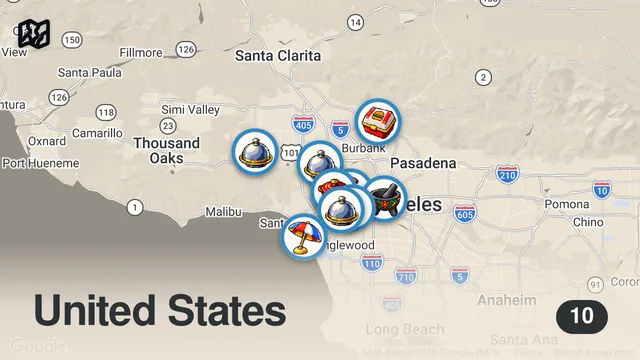 Map of ALL THE BEST FOOD SPOTS IN LA (PART 1)