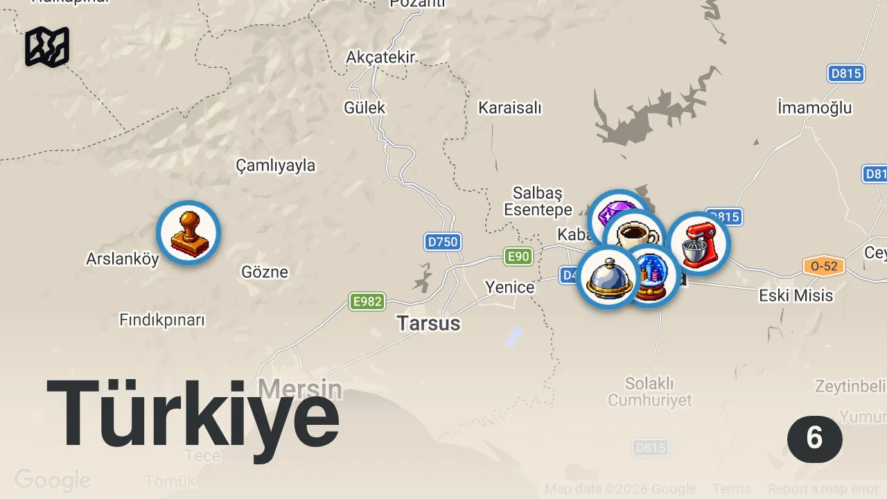 Map of 6 spots from EŞİMLE MEKANDAKİ EN UCUZ VE EN PAHALI YEMEKLERİ YEDİK! UCUZ PAHALI PART-2