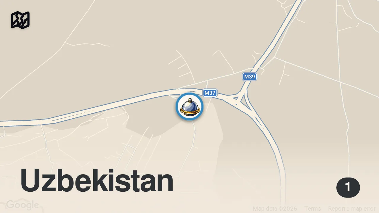 Map of 1 spot from RARE SEEN Mountain BBQ in Uzbekistan ๐บ๐ฟ SAMARKAND Street Food Heaven