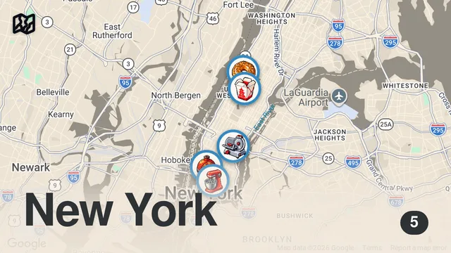 Map of Top 5 NYC Foods You MUST TRY Before You Die!