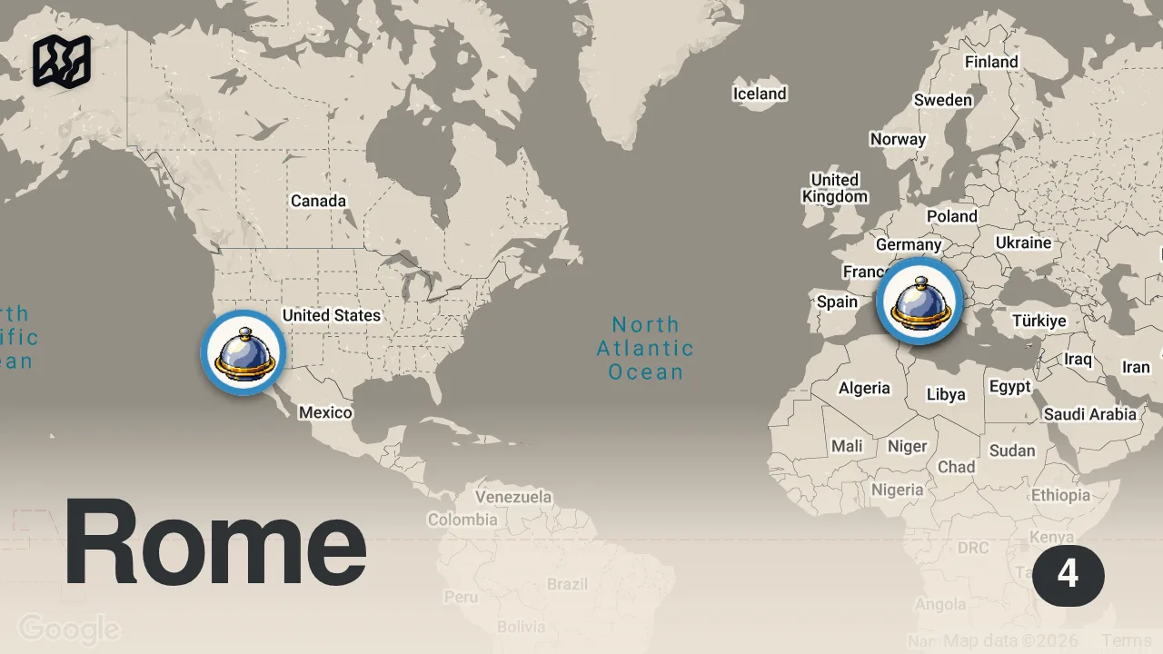 Map of 4 spots from BEST PIZZA IN ROME: 3 must-try spots you can't miss