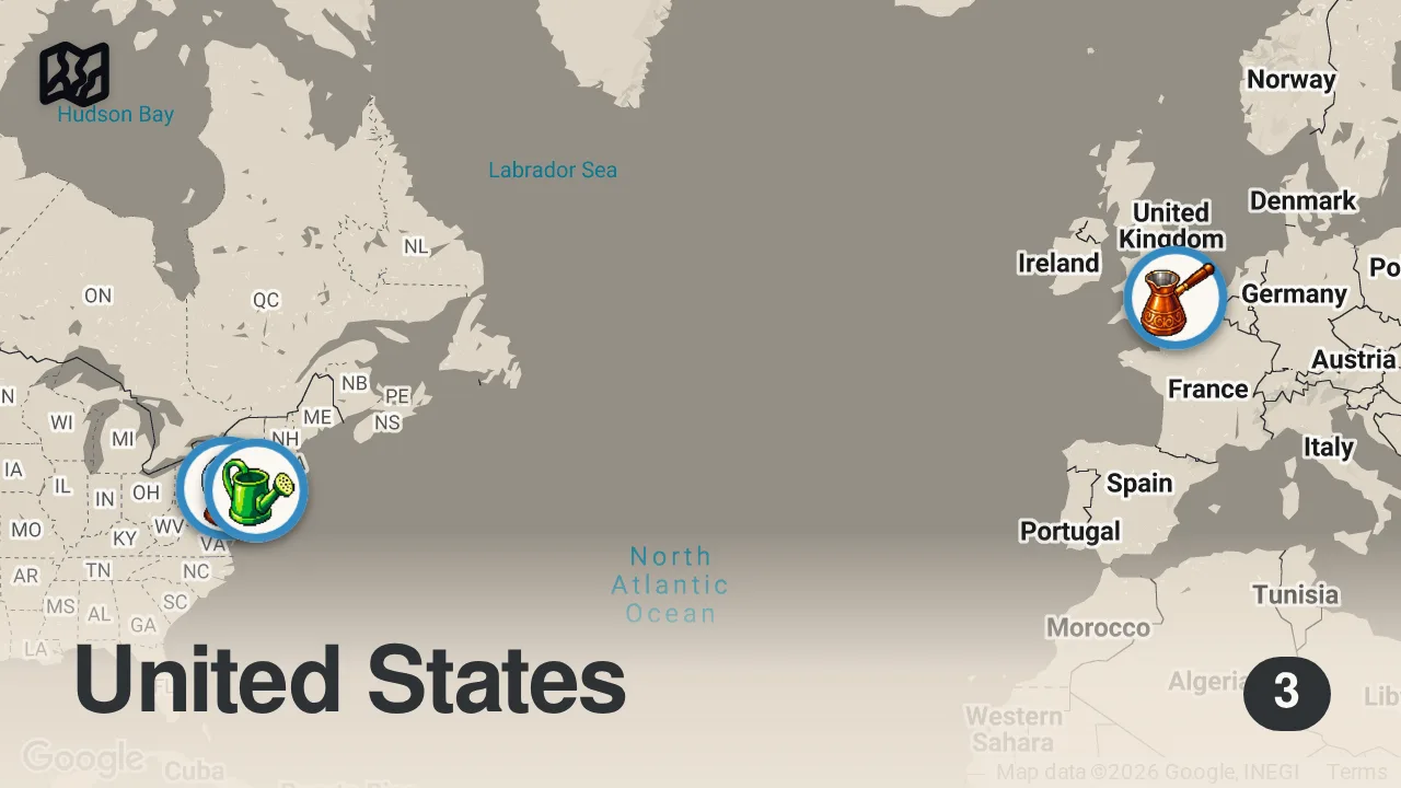 Map of 3 spots from $100 Dolar ile Amerika'da Farklı Lahmacun Turu