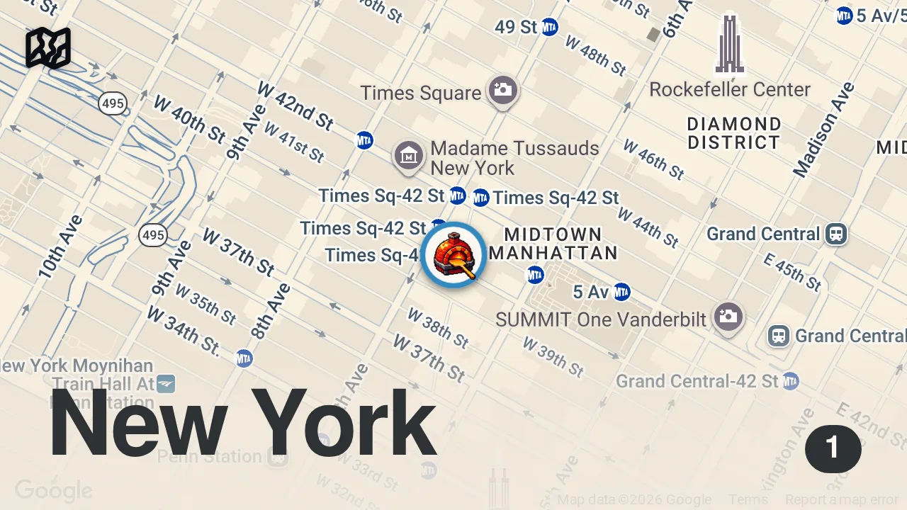 Map of 1 spot from INSIDE NYC’S BEST PIZZERIA WITH ACTION BRONSON