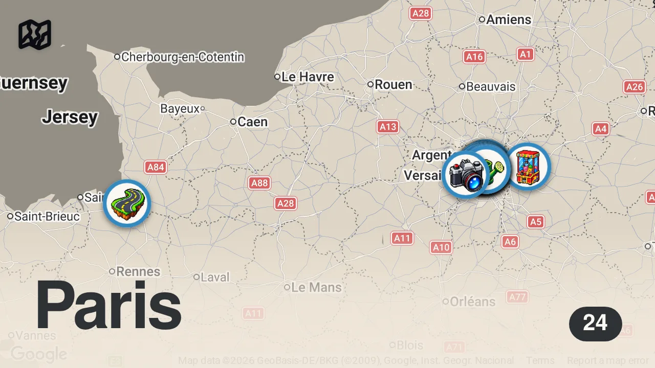 Map of 24 spots from Best Things To Do in Paris France 2026 4K