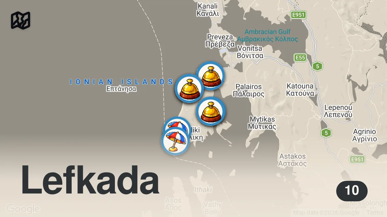 Map of 10 spots from Visiting Lefkada Greece? Here's what you NEED to know...