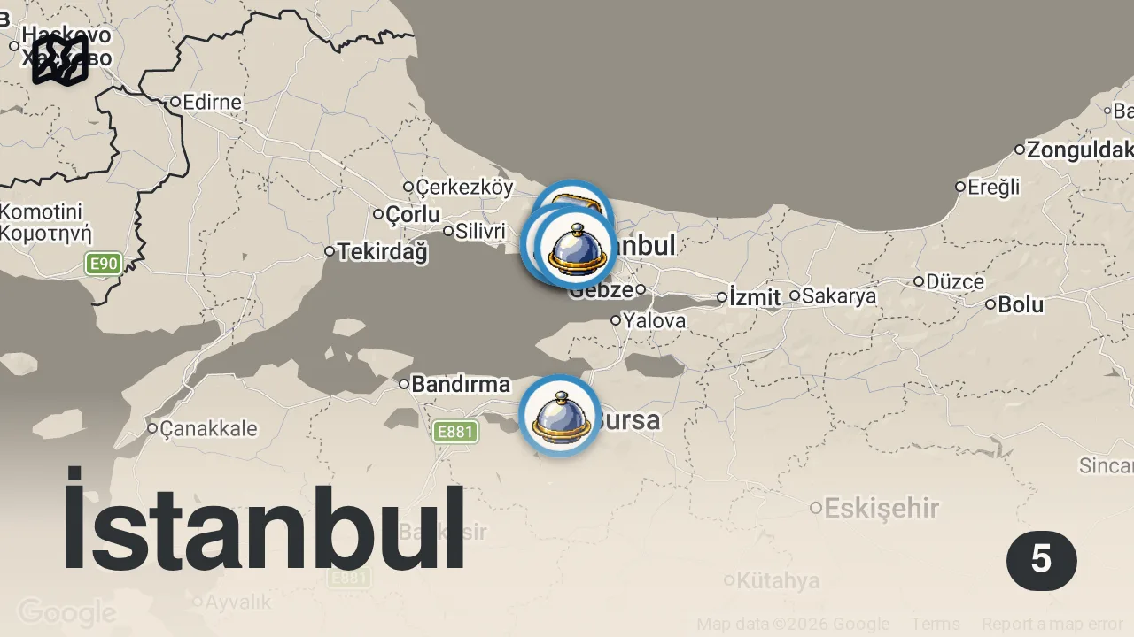 Map of 5 spots from EN SEVDİĞİMİZ ÇORBACILAR - TOP 5️⃣ - Ayaküstü Lezzetler