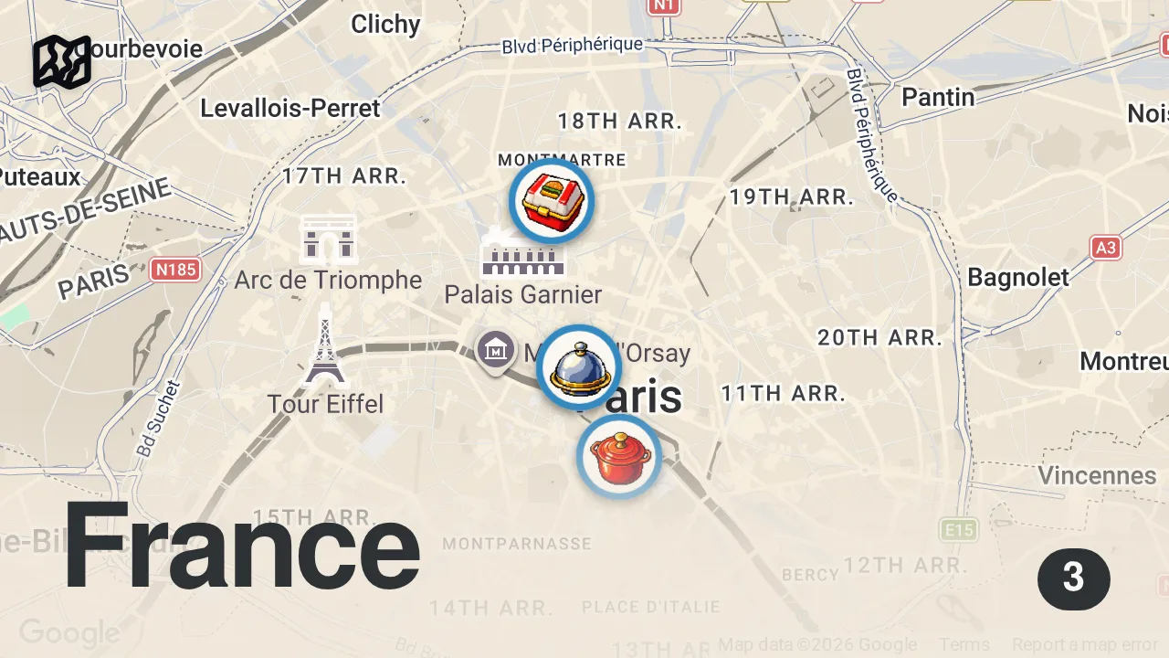 Map of 3 spots from THE LAST MEAL IN PARIS | FROM PARIS WITH LOVE PART DEUX