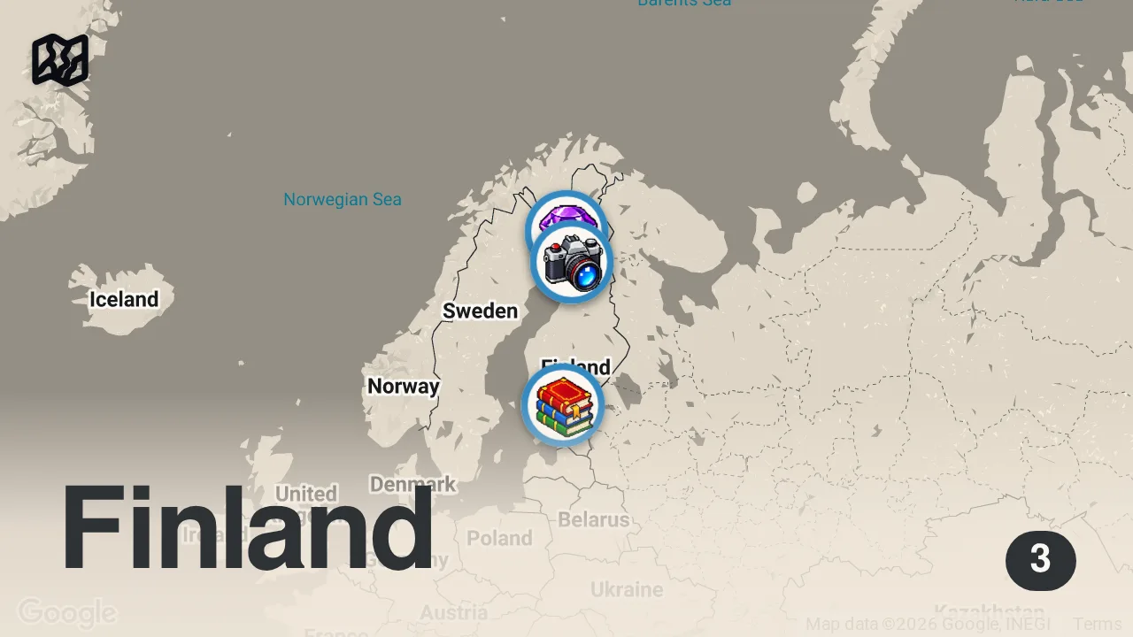 Map of 3 spots from LADIES OF FINLAND - WE NEED WIVES!