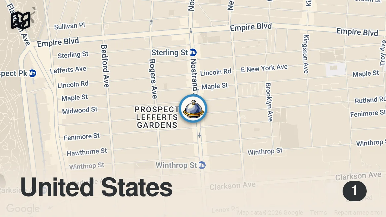 Map of 1 spot from How Brooklyn’s Best Jerk Chicken is Made | Made to Order | Bon Appétit