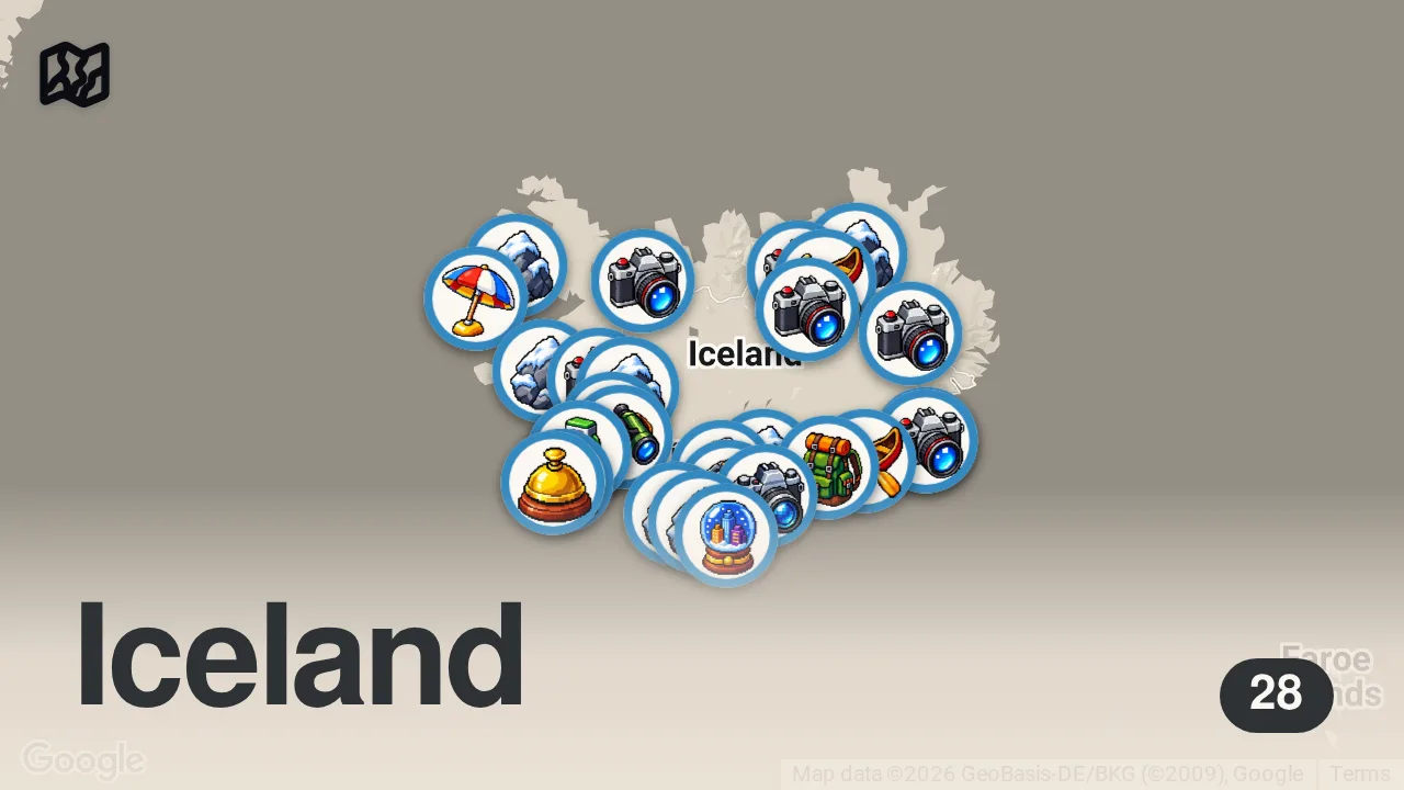 Map of 28 spots from Meraviglie dell'Islanda | I Luoghi più Incredibili dell'Islanda | 4K Guida di Viaggio