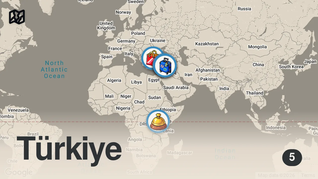 Map of 5 spots from Crazy First Impressions Of Uganda - The Modern Side Of Kampala 🇺🇬