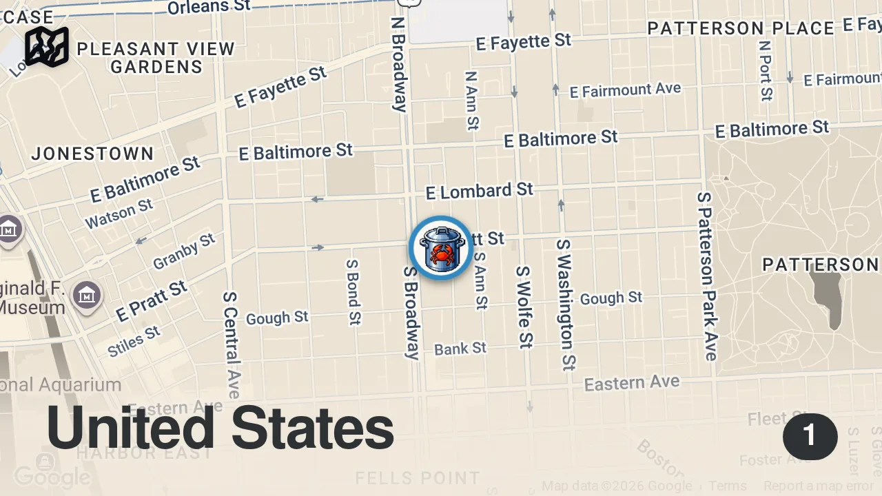 Map of 1 spot from Baltimore Food Tour Pt. 1 | Is Angie's Seafood Really Worth the Hype?