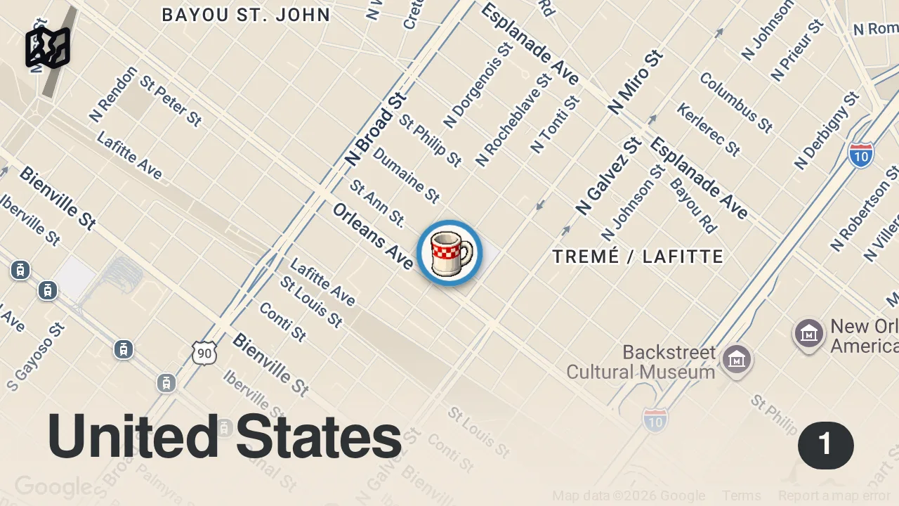 Map of 1 spot from The Best FRIED CHICKEN in America!! 🍗 Soul Food at Willie Mae’s in New Orleans!