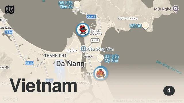 Map of AMERICAN FOOD in VIETNAM – Texas BBQ, Smash Burgers & Detroit Style Pizza
