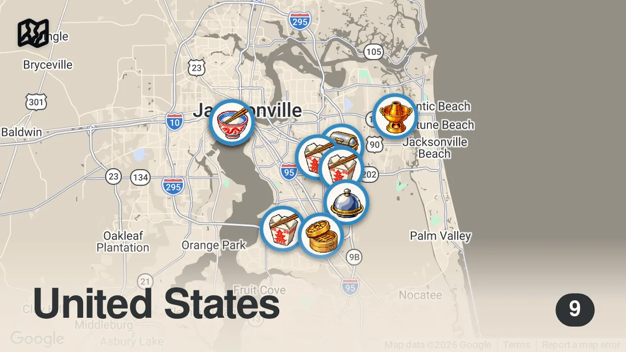 Map of 9 spots from 10 Best Restaurants in Jacksonville, Florida Best Food & Restaurants in Jacksonville FL