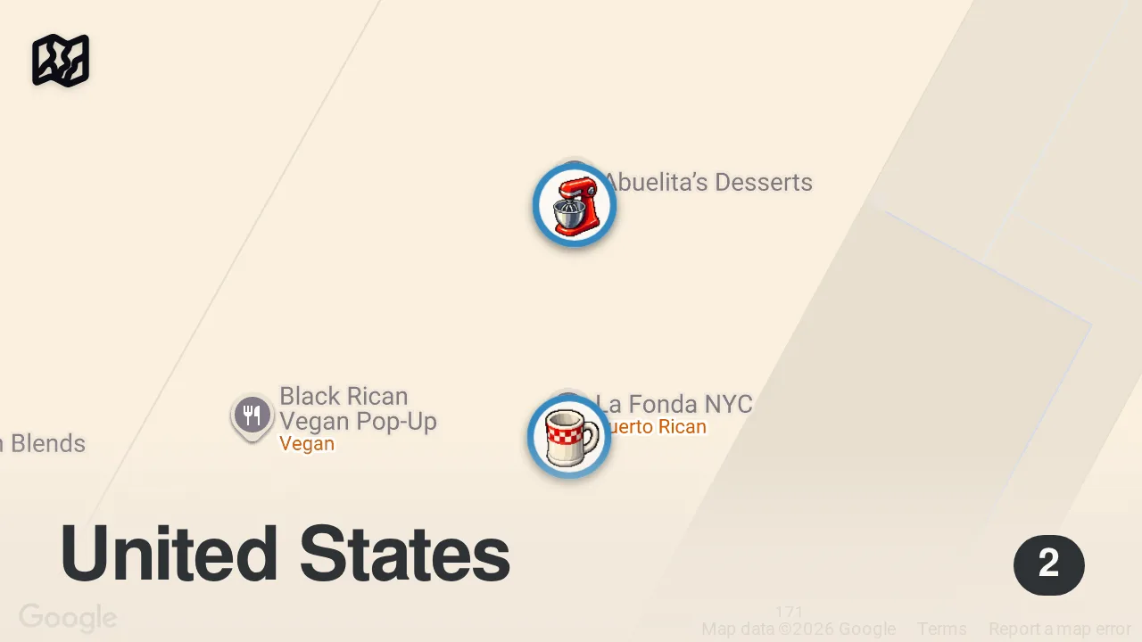 Map of 2 spots from This place in Spanish Harlem is known to be making the best Puerto Rican desserts #shorts