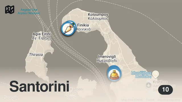 Map of 4 Beautiful Days in SANTORINI Vlog - Thira, Oia, Blue Domes, Sunsets, Volcano Tour, Greece