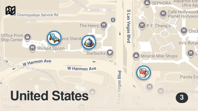 Map of Eating OUTRAGEOUS foods in Las Vegas for 24 hours #shorts
